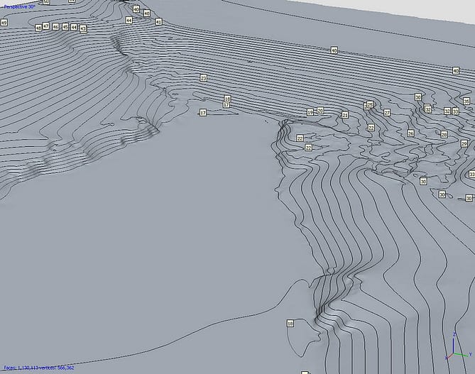 Curvas de nível Landfil MDT 3D capturadas por drone