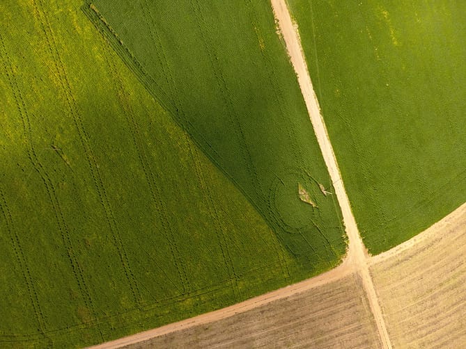 Imagem de campo verde capturada por drone